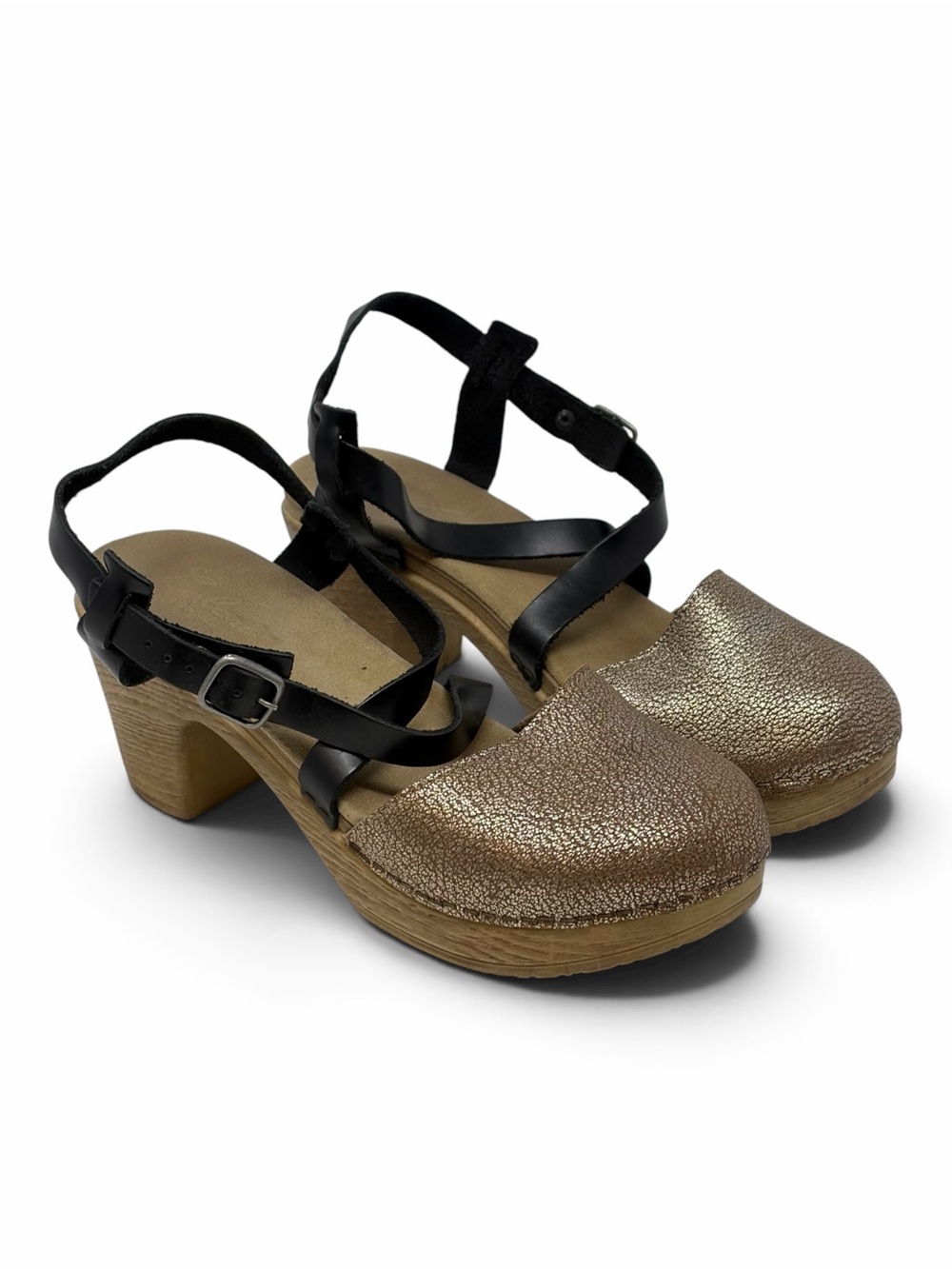 Calou Stockholm Tilda Metallic Bronze & Black Platform Clogs
